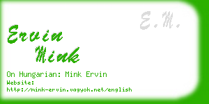 ervin mink business card